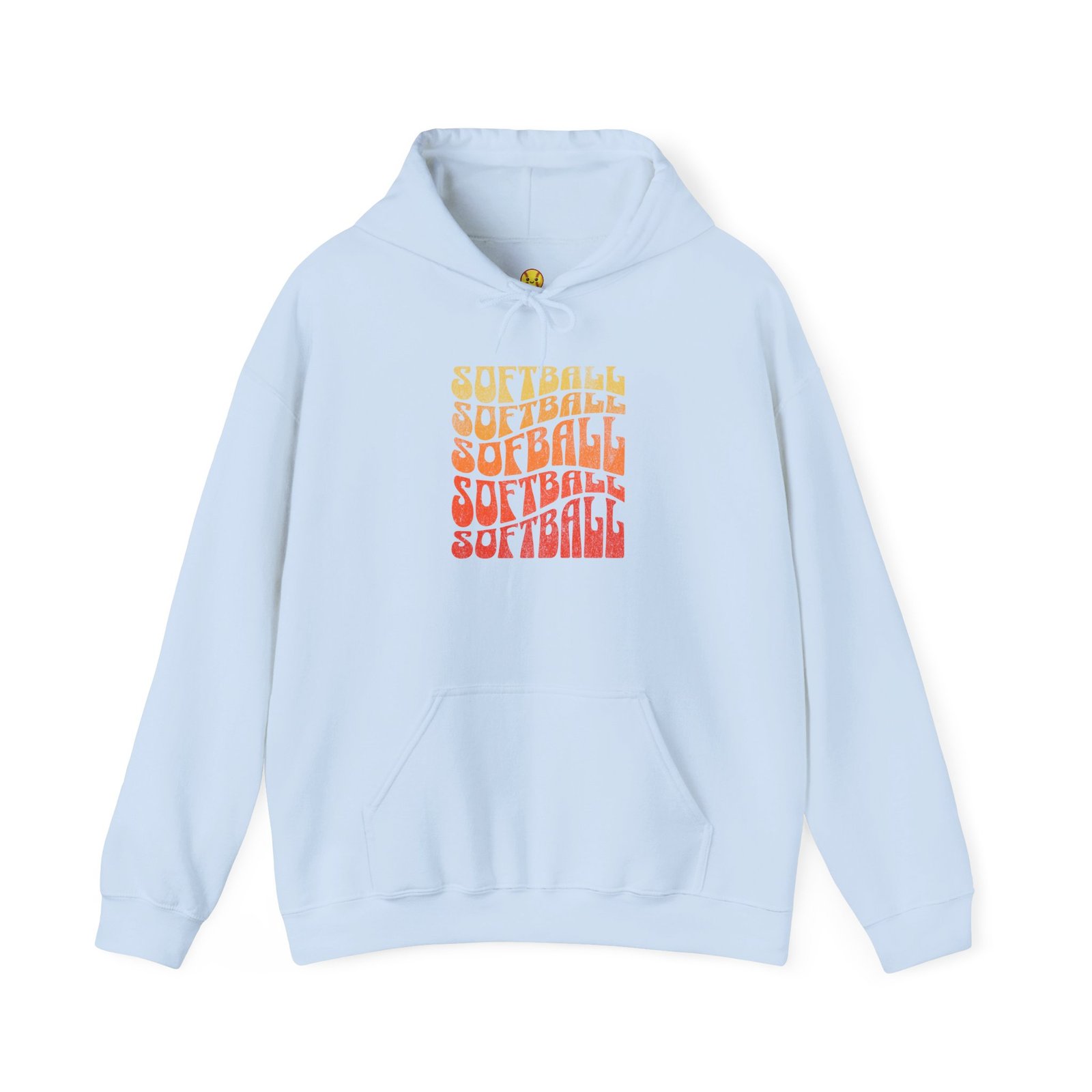 softball retro stack hoodie — vintage sunset gradient softball graphic hooded sweatshirt