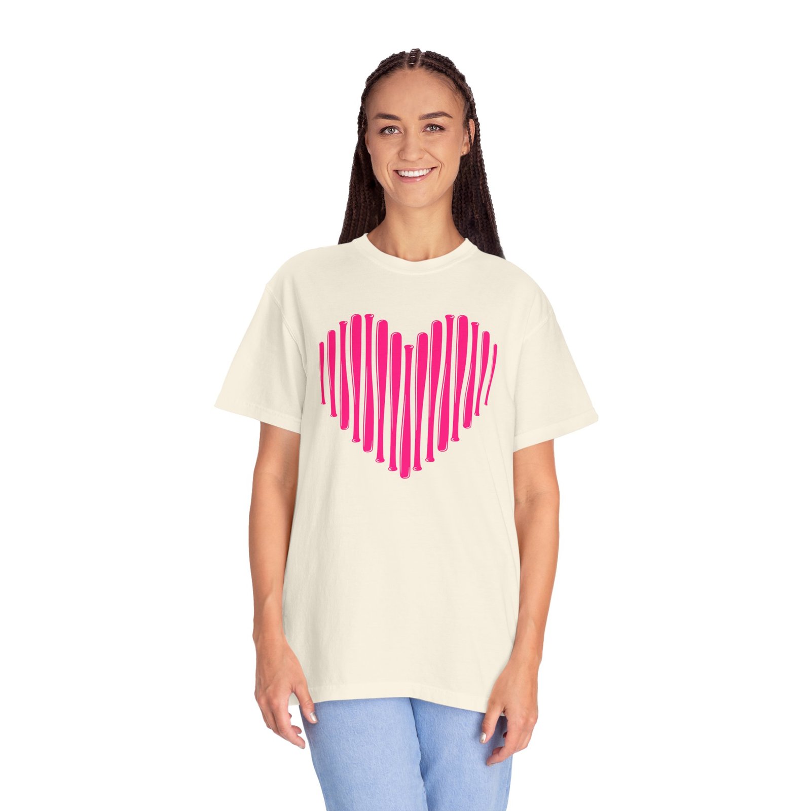 heart bats softball tee pink heart graphic t shirt on comfort colors 1717 shirt