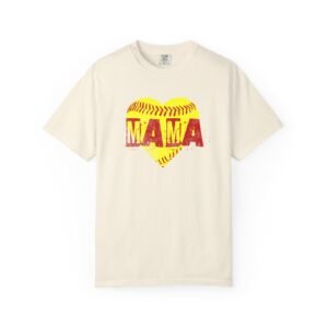 softball heart 'mama' tee — softball mom / mother shirt on comfort colors 1717 t shirt