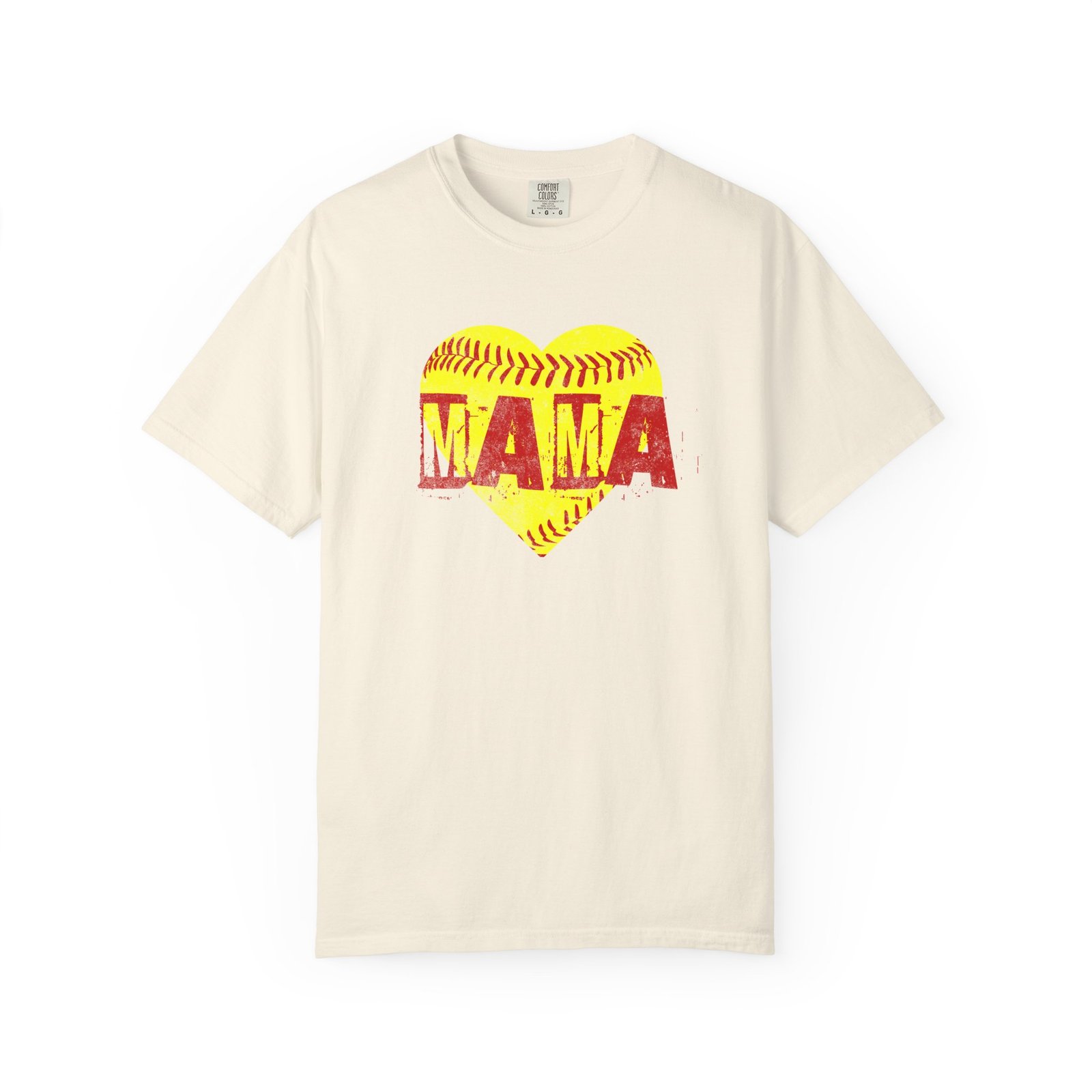 softball heart 'mama' tee — softball mom / mother shirt on comfort colors 1717 t shirt
