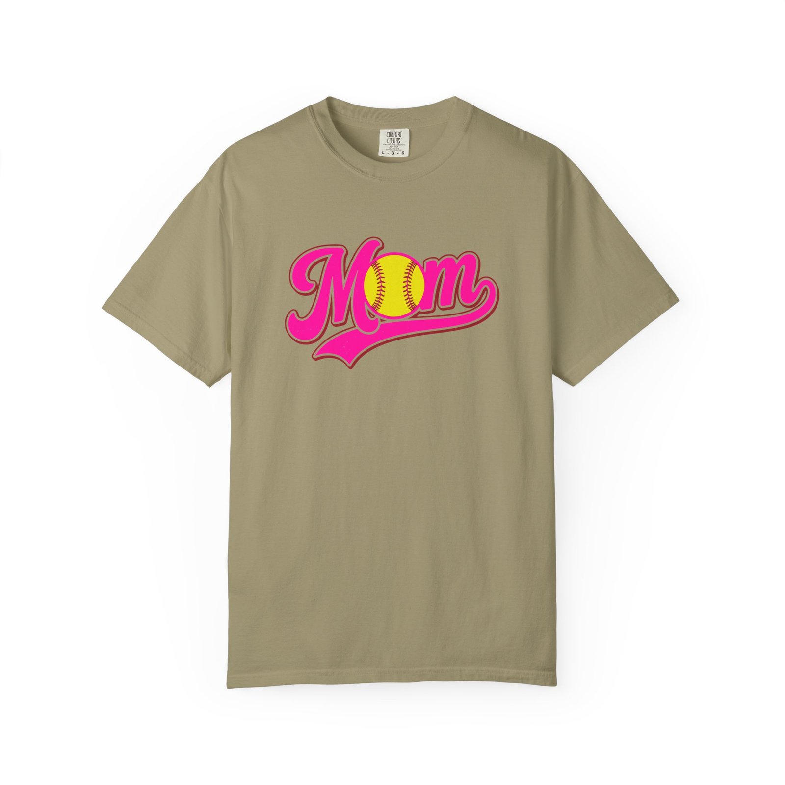 softball mom t shirt pink retro script mom with softball graphic on comfort colors 1717 tee