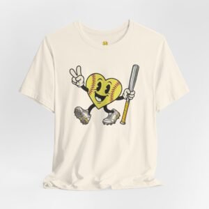 softball heart figure t‑shirt – cute retro softball love tee