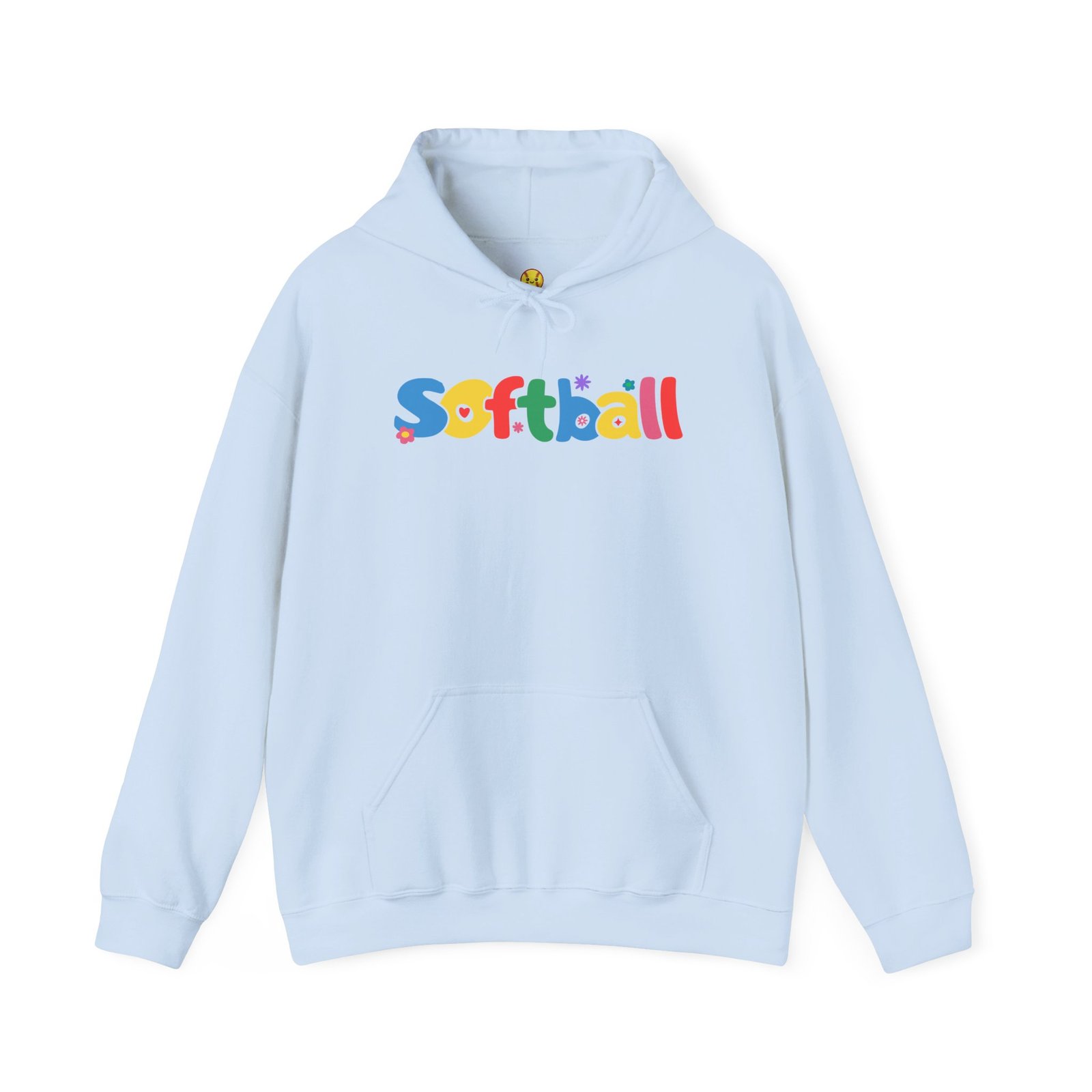 softball colorful hoody — playful retro lettering softball hooded sweatshirt