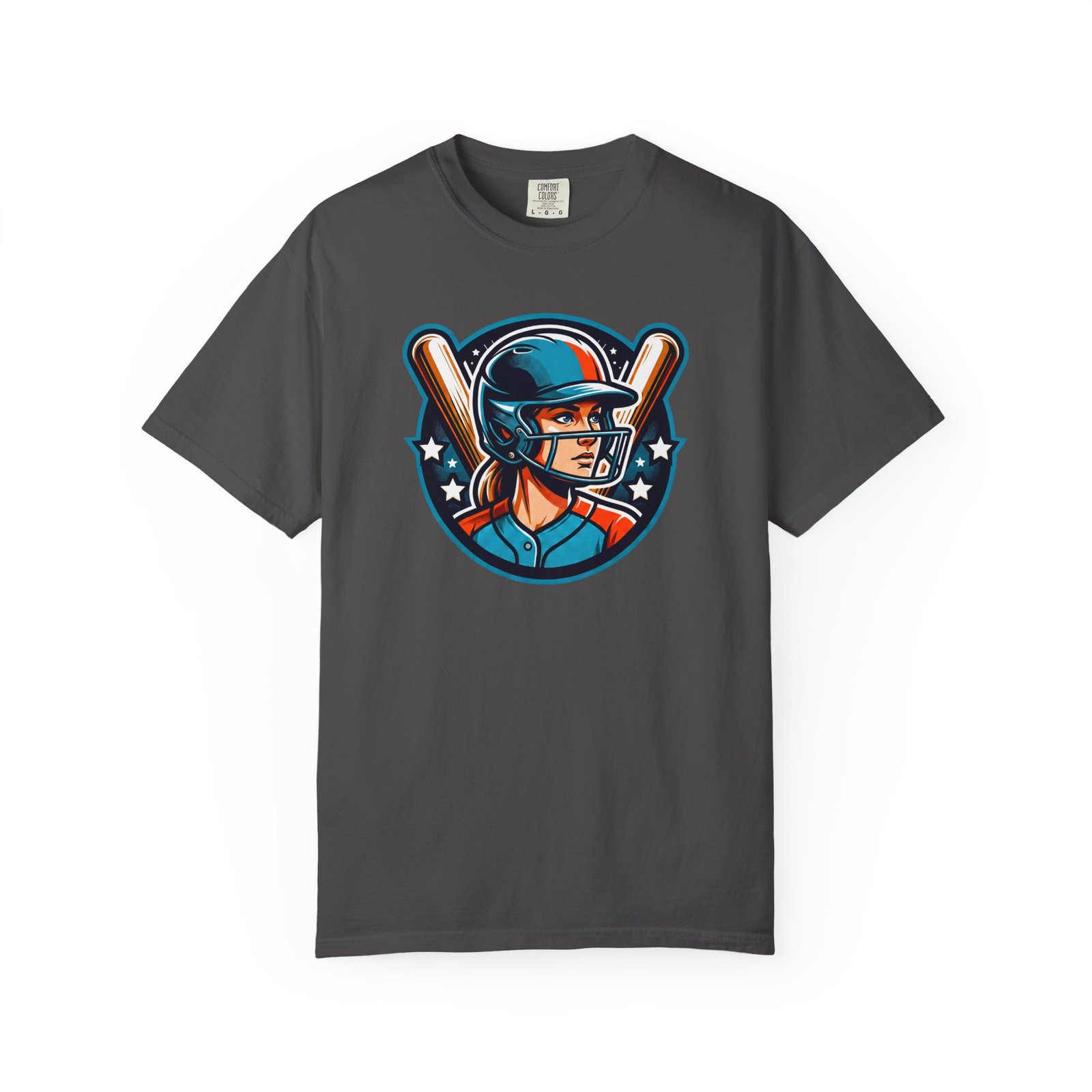 softball player graphic shirt — retro batter softball t‑shirt on comfort colors 1717 tee