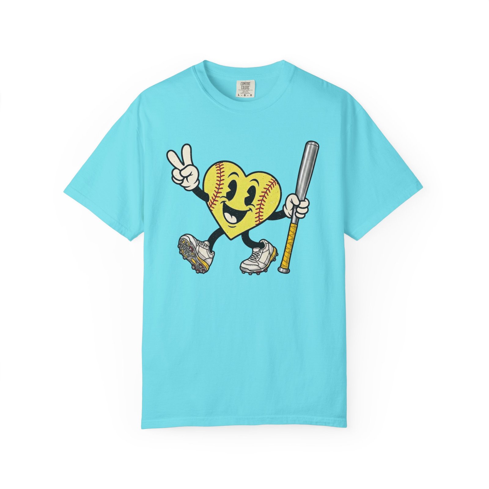 softball heart figure t‑shirt – cute retro softball love design on comfort colors tee