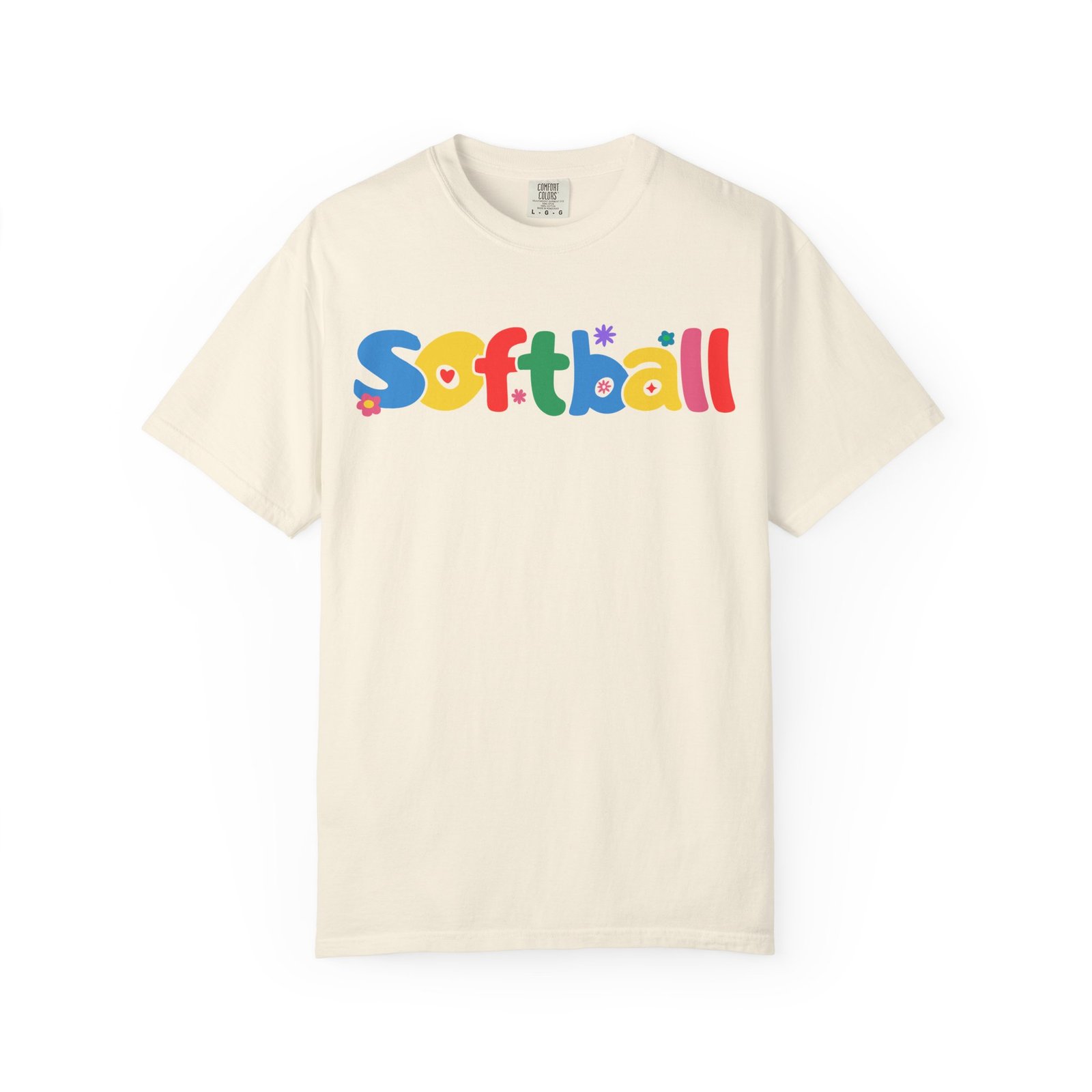 copy of softball colorful kids tee — playful retro lettering softball design on comfort colors 1717 t shirt