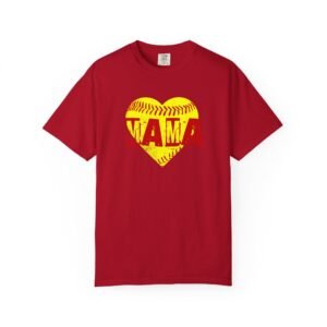 softball heart 'mama' tee — softball mom / mother shirt on comfort colors 1717 t shirt