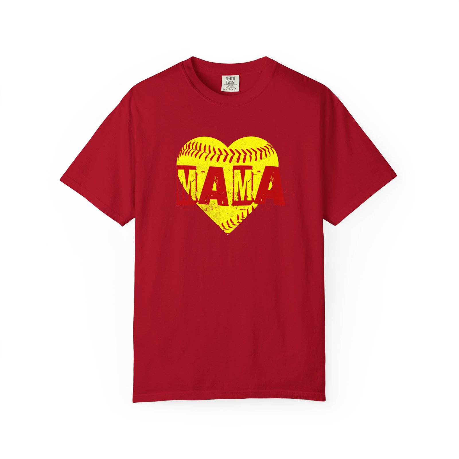 softball heart 'mama' tee — softball mom / mother shirt on comfort colors 1717 t shirt