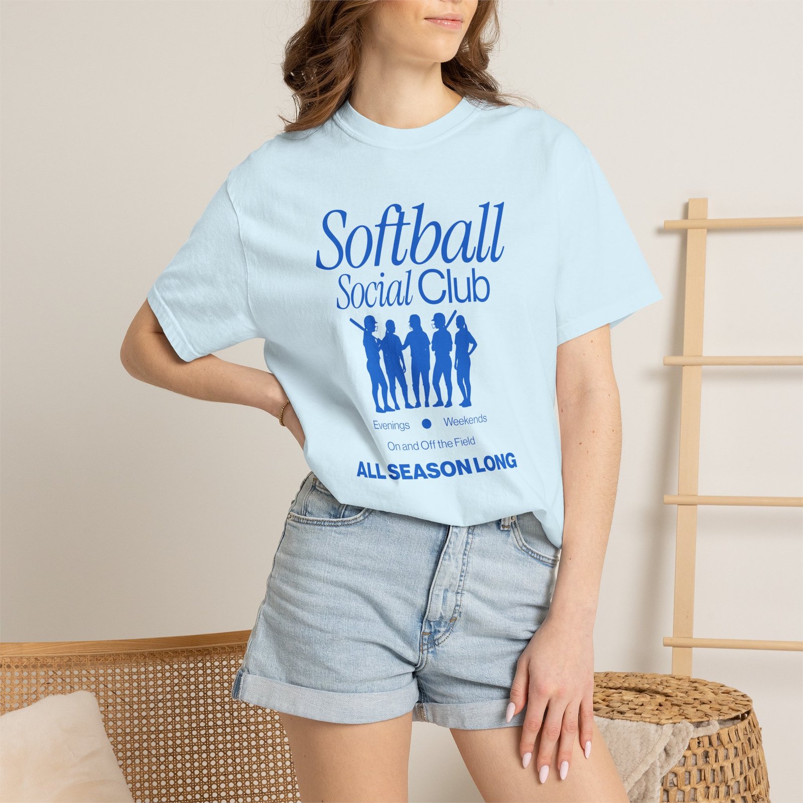 softball social club tee — all season long design on comfort colors 1717 t shirt