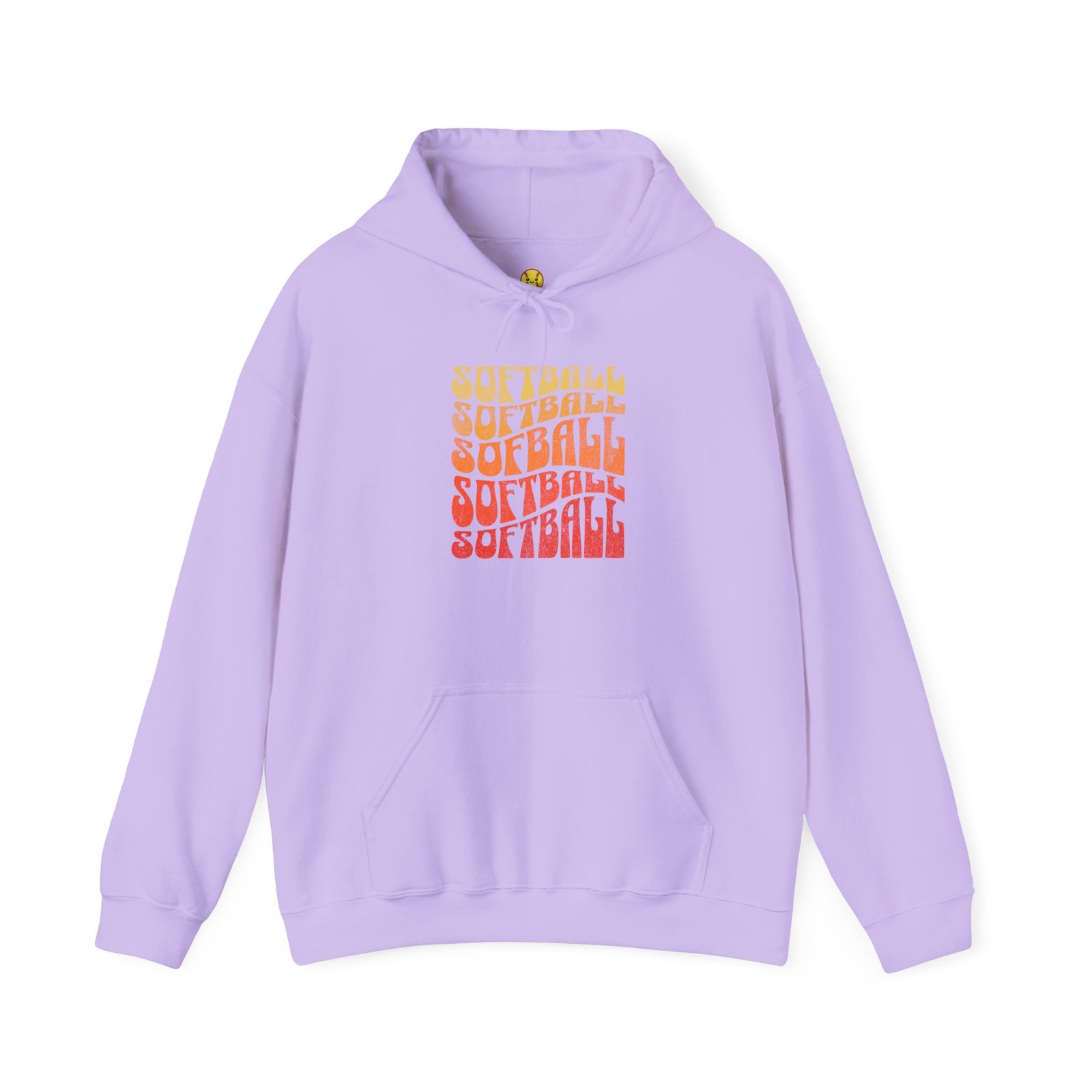 softball retro stack hoodie — vintage sunset gradient softball graphic hooded sweatshirt