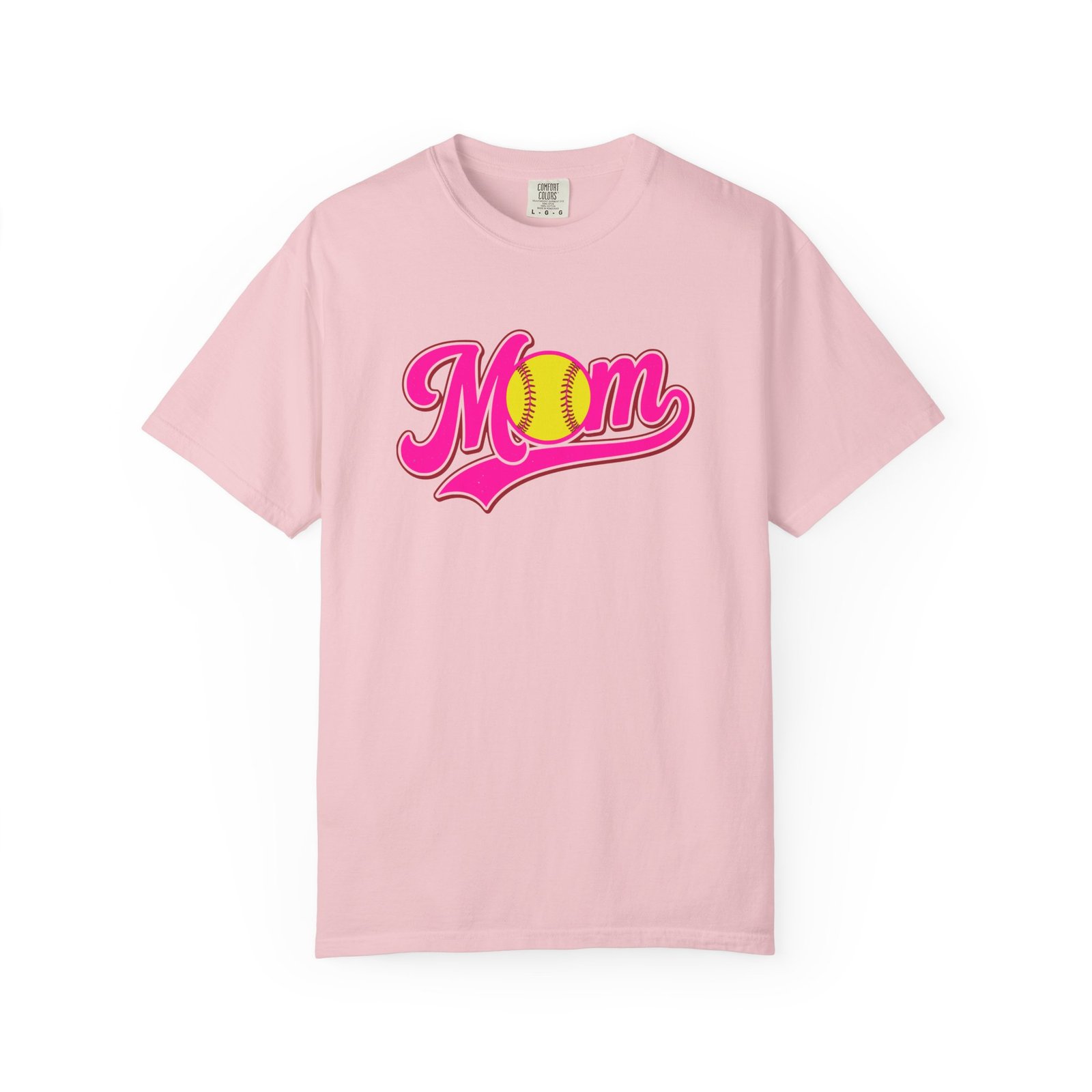 softball mom t shirt pink retro script mom with softball graphic on comfort colors 1717 tee