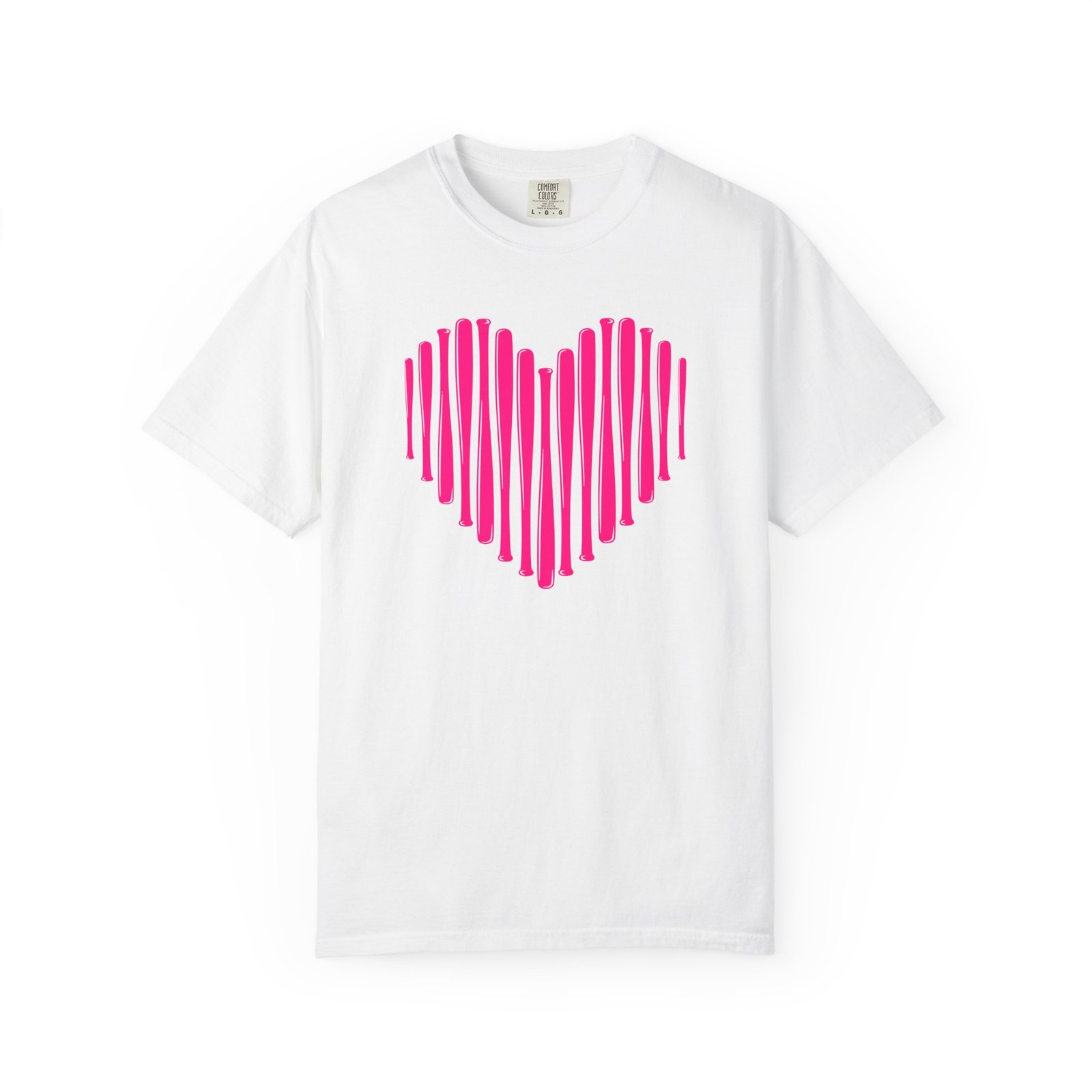 heart bats softball tee pink heart graphic t shirt on comfort colors 1717 shirt