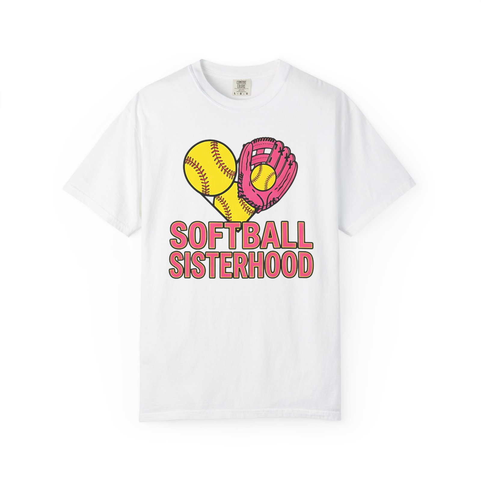softball sisterhood tee — women’s softball graphic on comfort colors 1717 t shirt