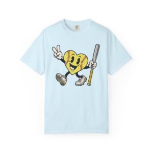 softball heart figure t‑shirt – cute retro softball love design on comfort colors tee