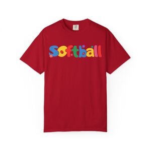 copy of softball colorful kids tee — playful retro lettering softball design on comfort colors 1717 t shirt