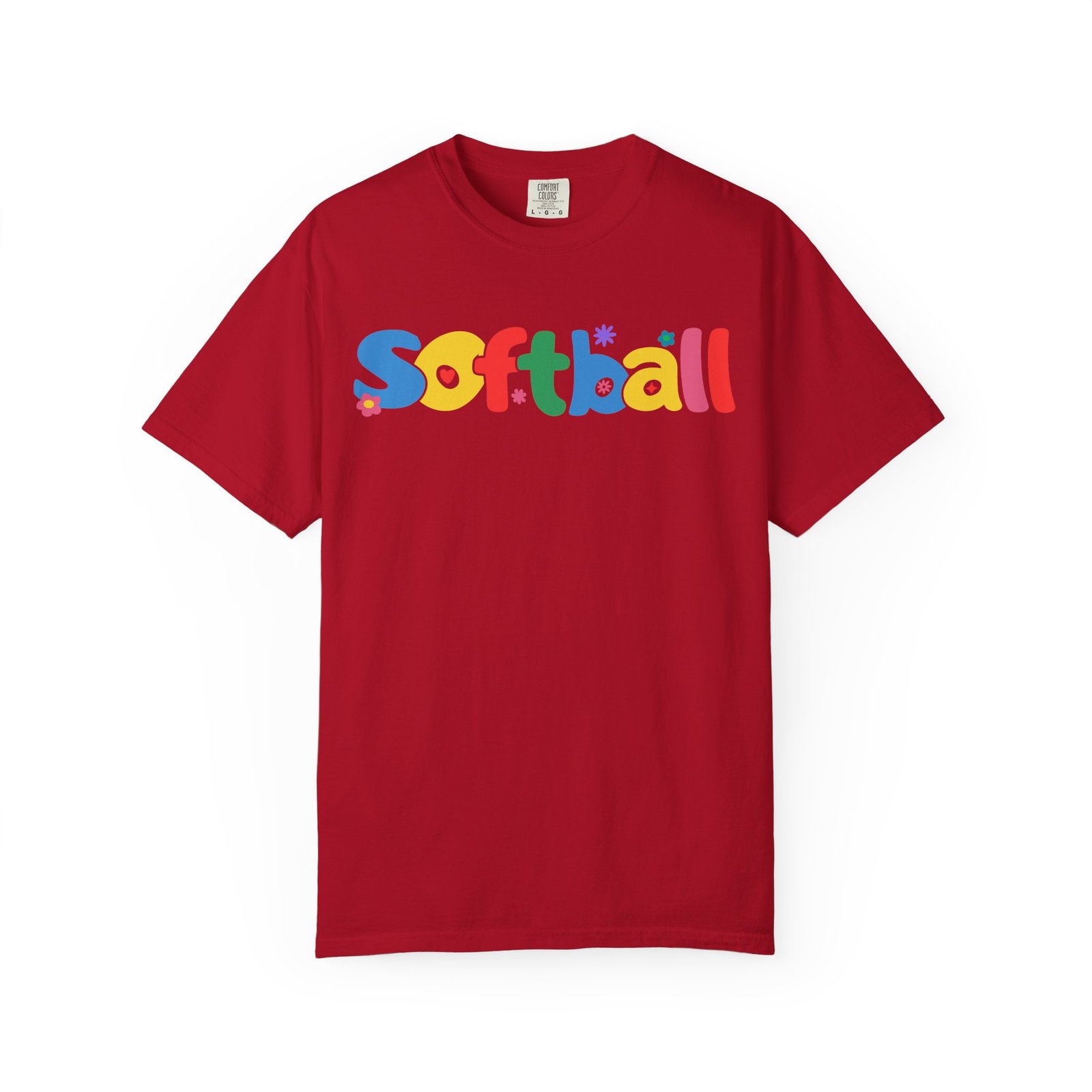 copy of softball colorful kids tee — playful retro lettering softball design on comfort colors 1717 t shirt