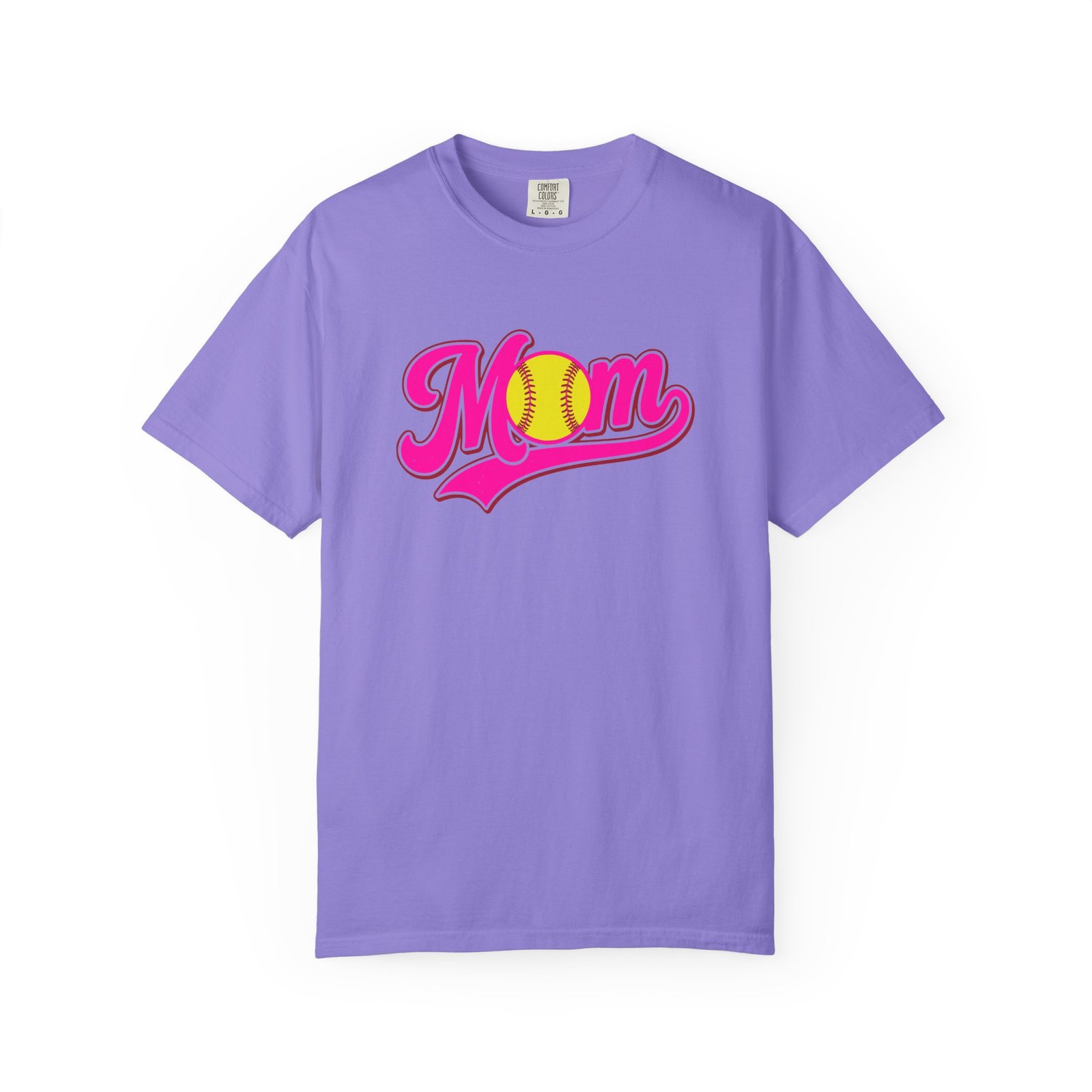 softball mom t shirt pink retro script mom with softball graphic on comfort colors 1717 tee