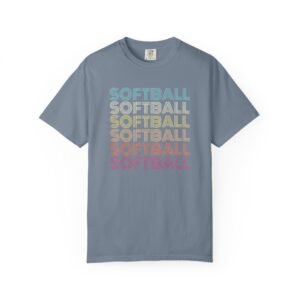 softball retro wave tee — pastel repeating softball graphic on comfort colors 1717 t shirt