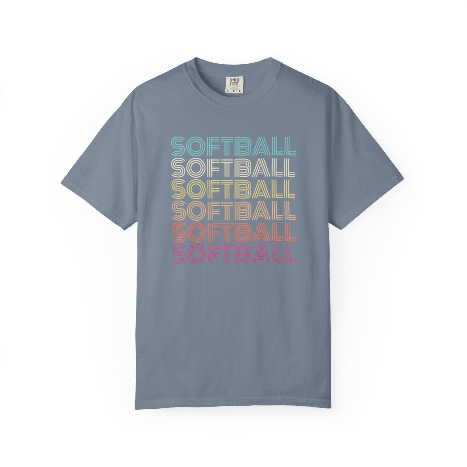 softball retro wave tee — pastel repeating softball graphic on comfort colors 1717 t shirt