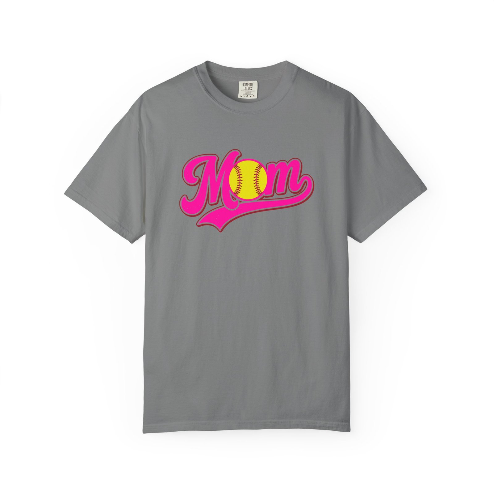 softball mom t shirt pink retro script mom with softball graphic on comfort colors 1717 tee