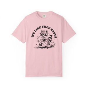 we like free bases softball raccoon graphic on comfort colors 1717 tee