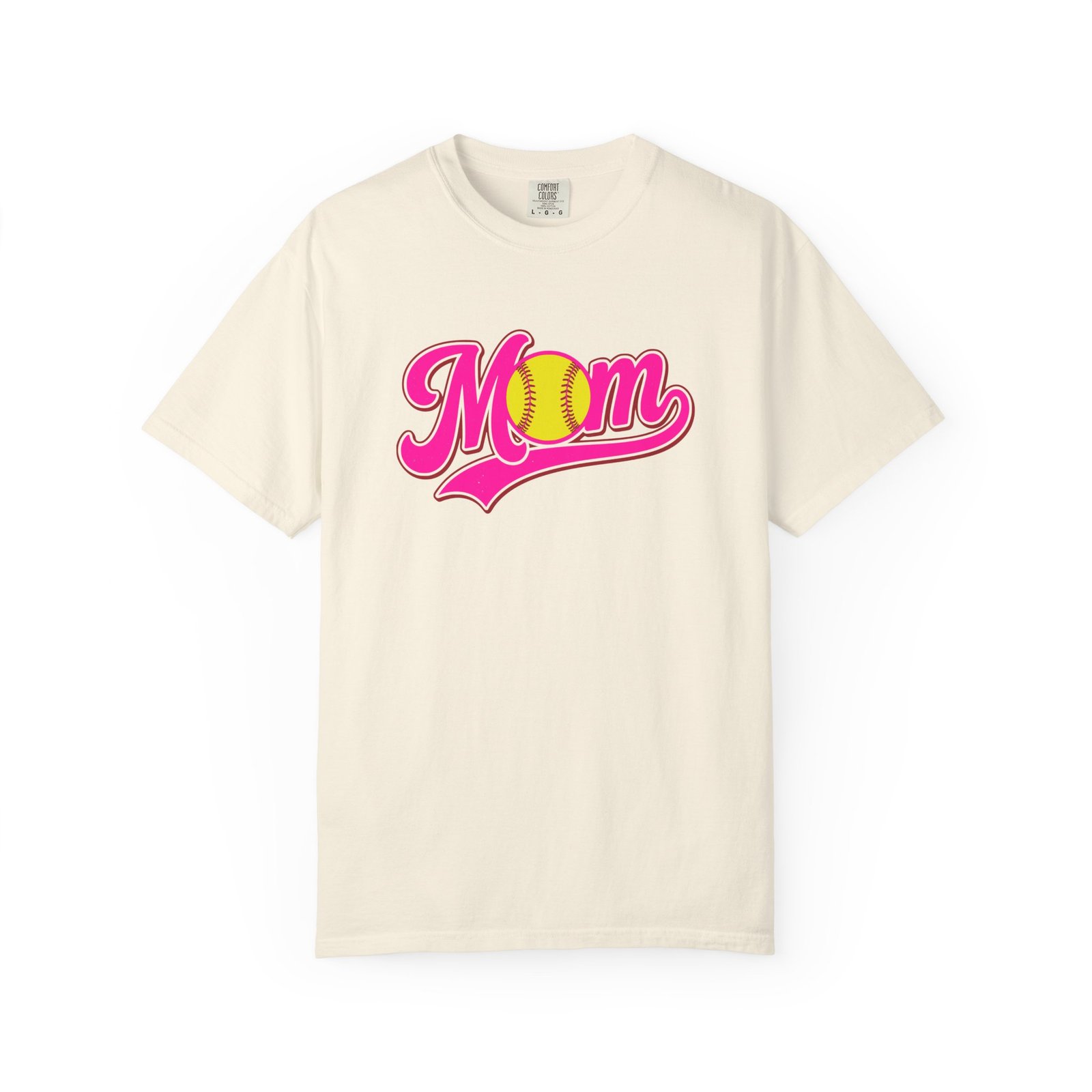 softball mom t shirt pink retro script mom with softball graphic on comfort colors 1717 tee