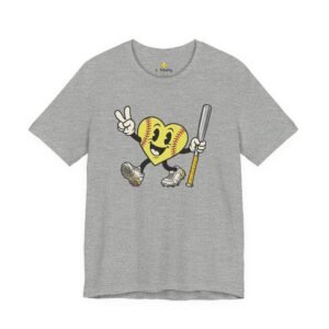 softball heart figure t‑shirt – cute retro softball love tee