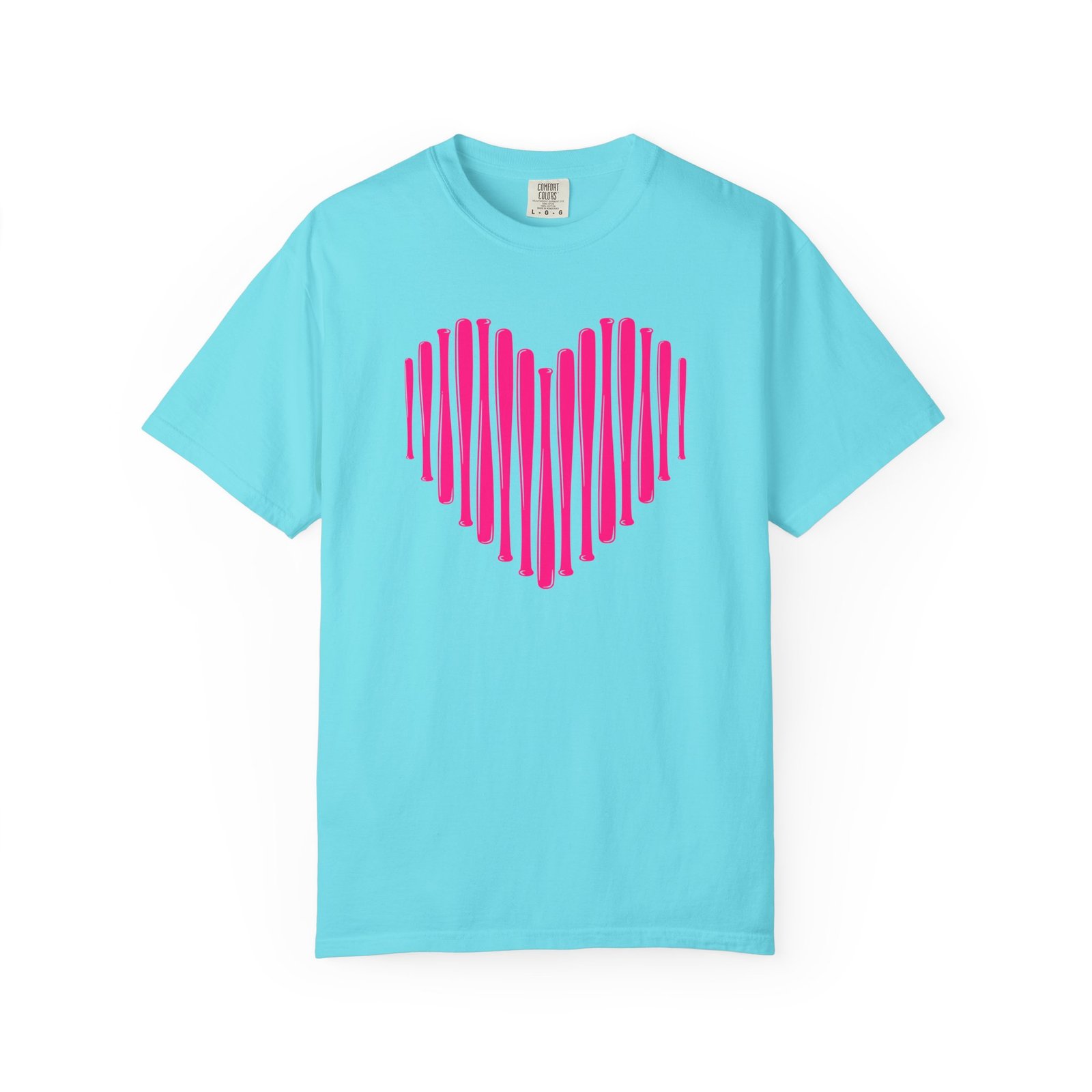 heart bats softball tee pink heart graphic t shirt on comfort colors 1717 shirt