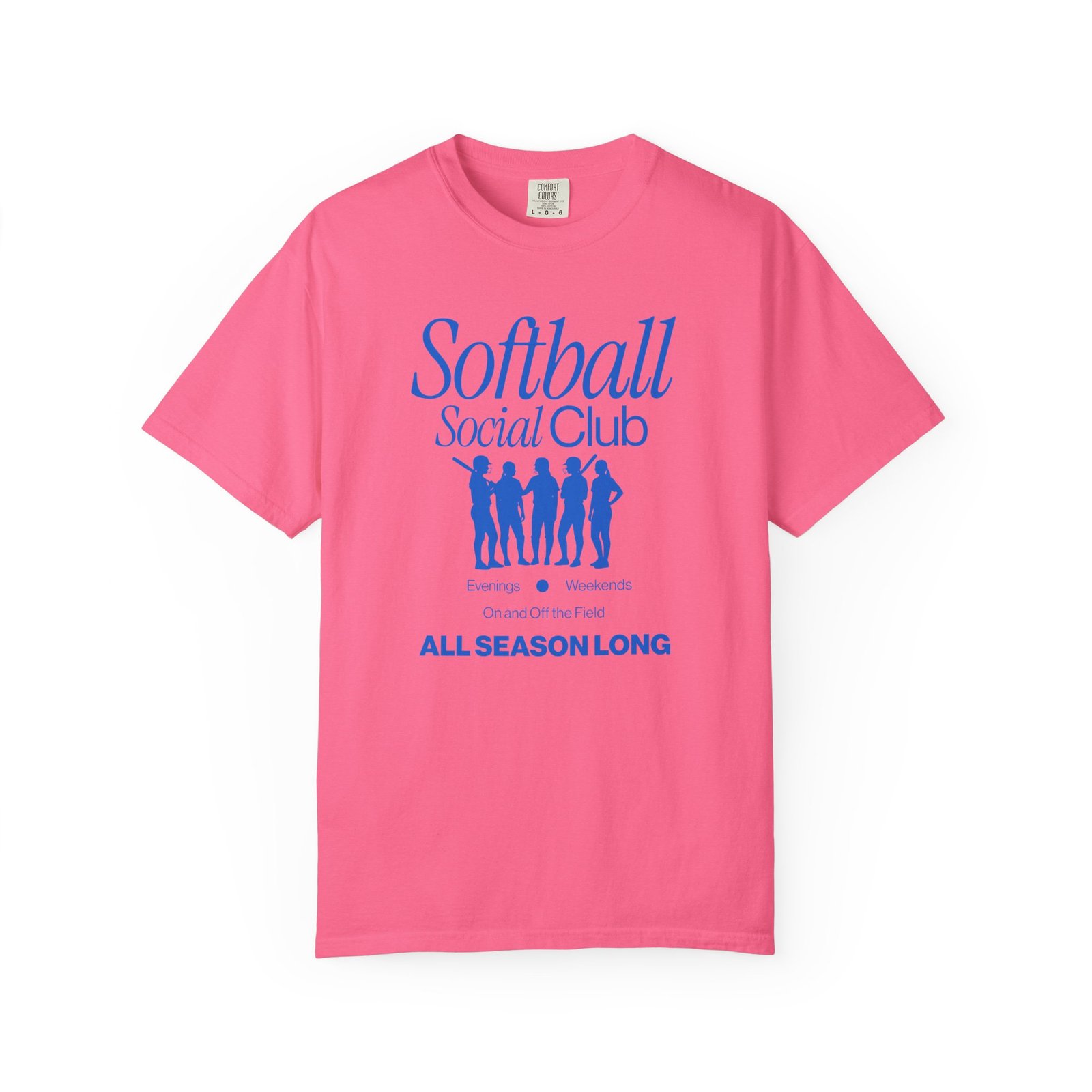 softball social club tee — all season long design on comfort colors 1717 t shirt