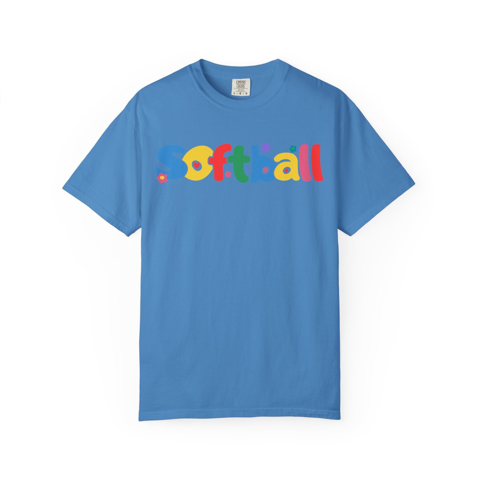 copy of softball colorful kids tee — playful retro lettering softball design on comfort colors 1717 t shirt