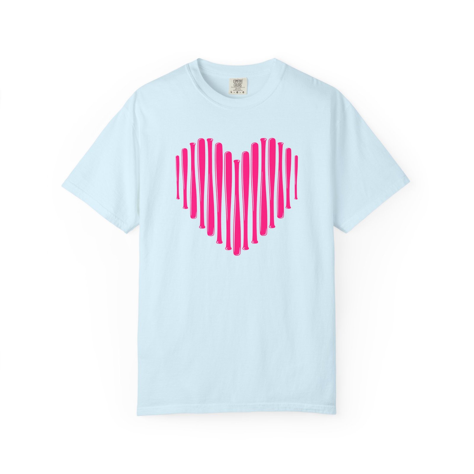 heart bats softball tee pink heart graphic t shirt on comfort colors 1717 shirt
