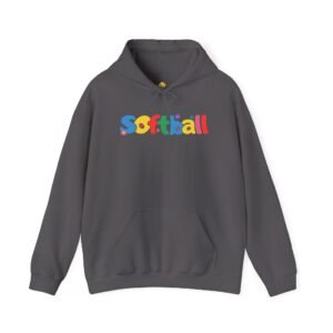 softball colorful hoody — playful retro lettering softball hooded sweatshirt