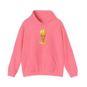 melting softball hoodie — dripping softball ice cream graphic hooded sweatshirt