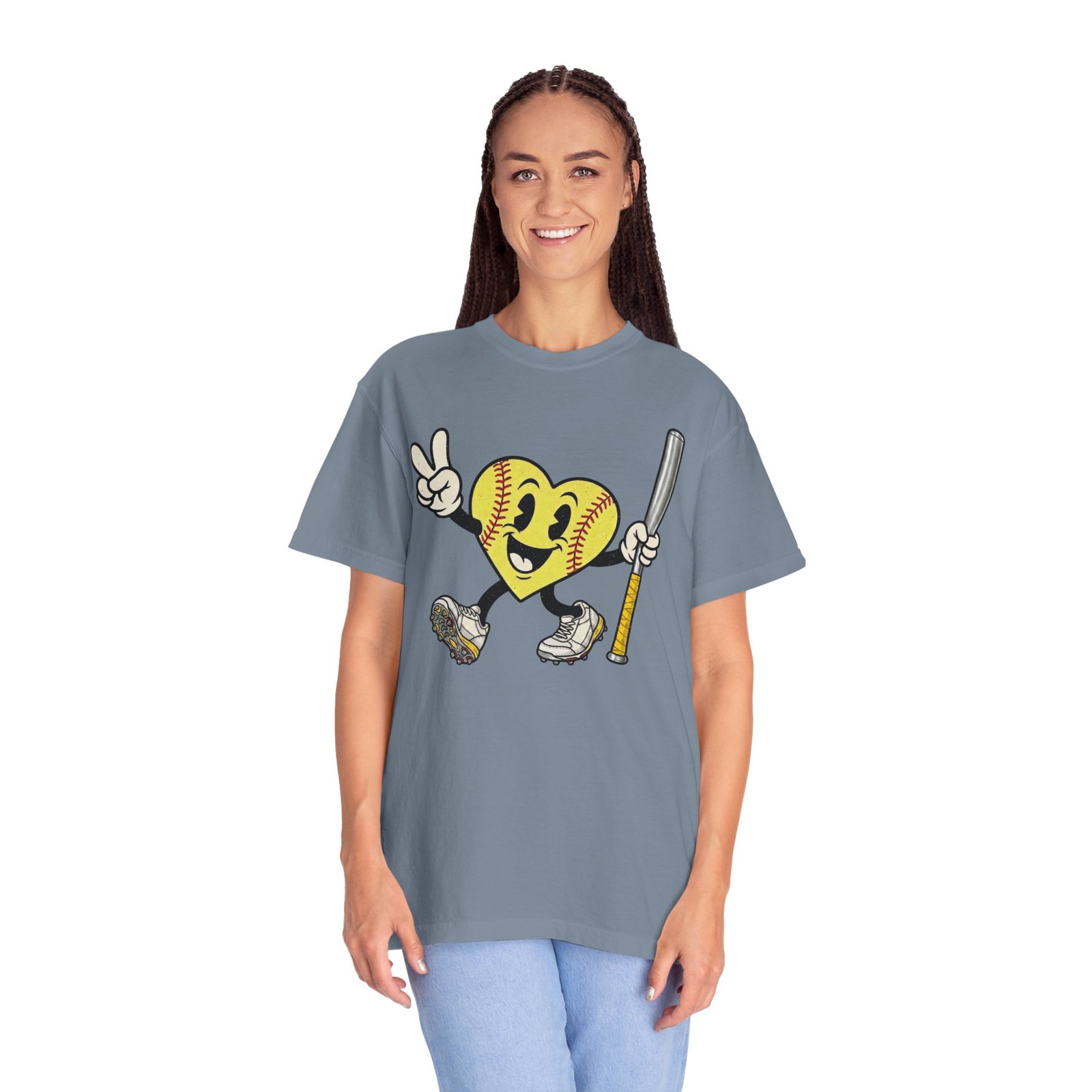 softball heart figure t‑shirt – cute retro softball love design on comfort colors tee