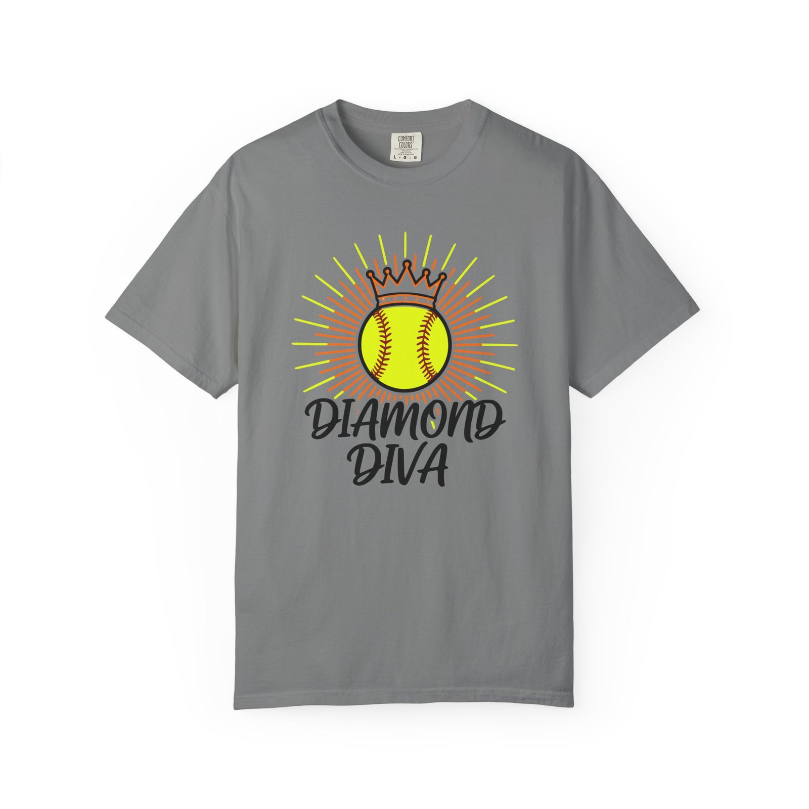 diamond diva softball tee — graphic shirt for players & fans on a comfort colors 1717 t shirt