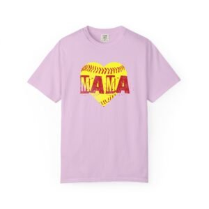 softball heart 'mama' tee — softball mom / mother shirt on comfort colors 1717 t shirt