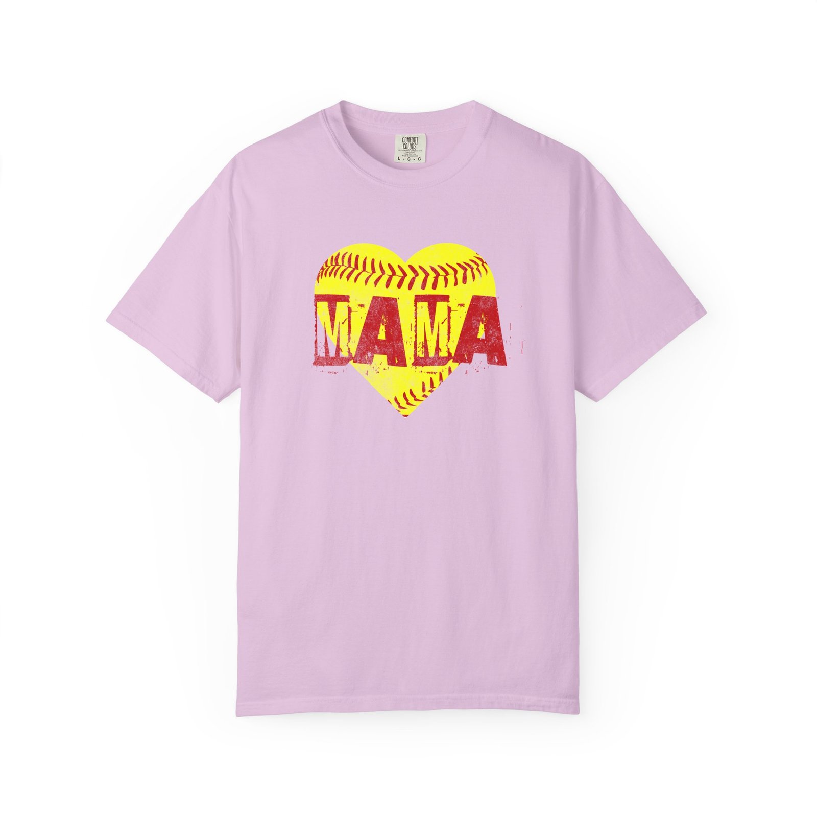 softball heart 'mama' tee — softball mom / mother shirt on comfort colors 1717 t shirt