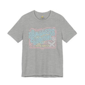 ballers union tee — 'ballers union hits daily' retro neon sign style t‑shirt