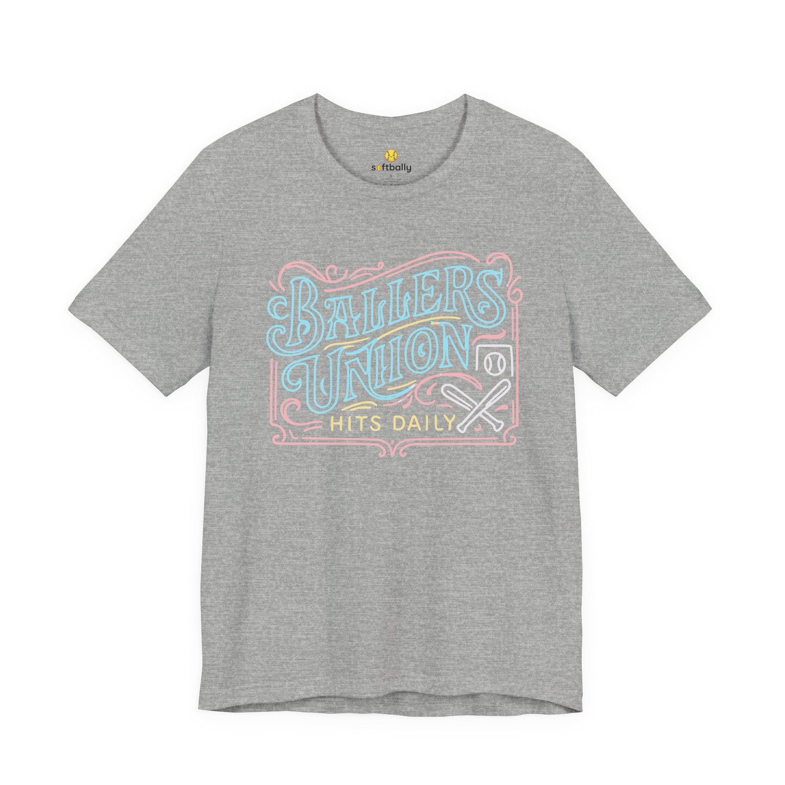ballers union tee — 'ballers union hits daily' retro neon sign style t‑shirt ballers union tee — 'ballers union hits daily' retro neon sign style t‑shirt