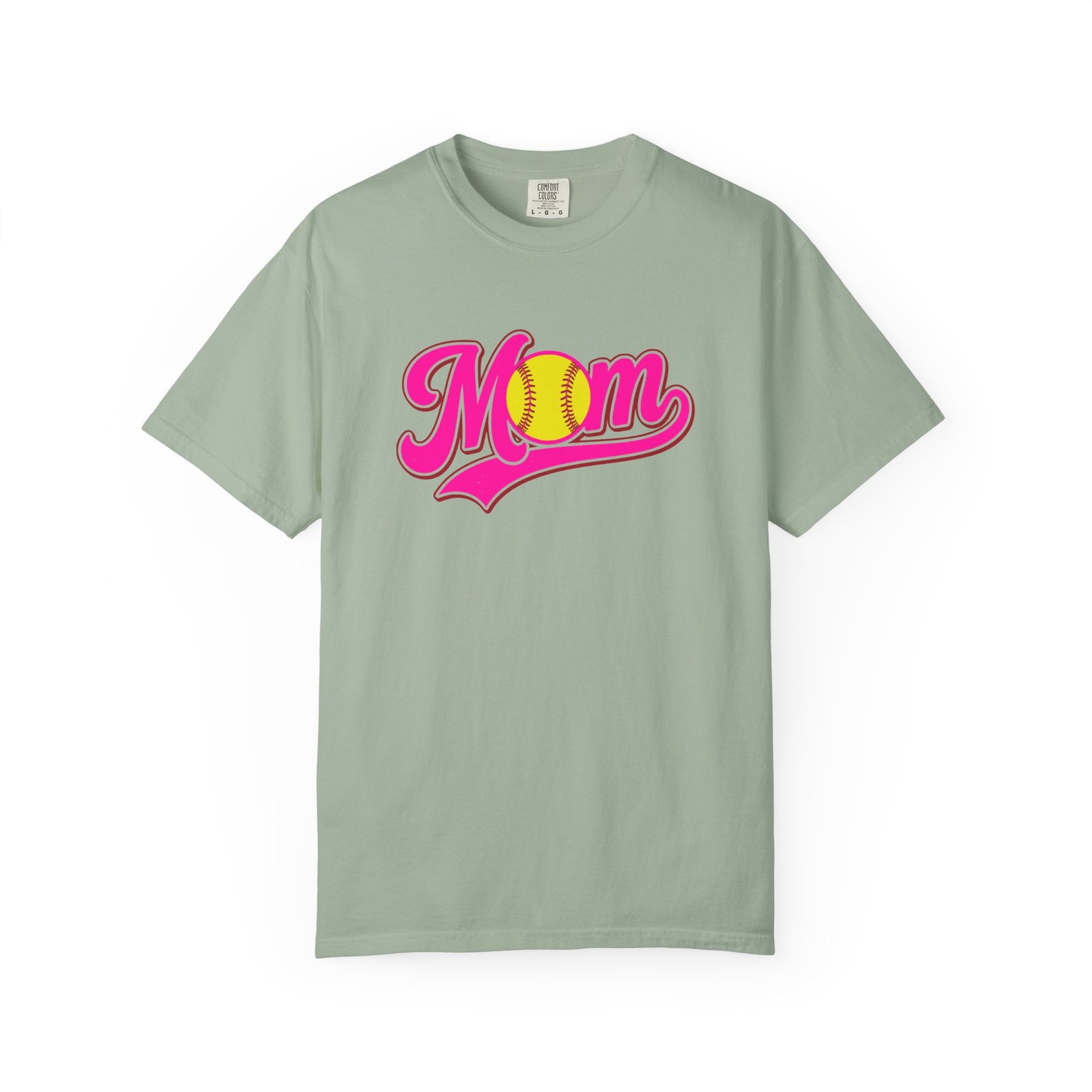 softball mom t shirt pink retro script mom with softball graphic on comfort colors 1717 tee