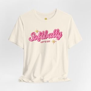 softbally “let’s go!” tee — bubble gum retro softball shirt