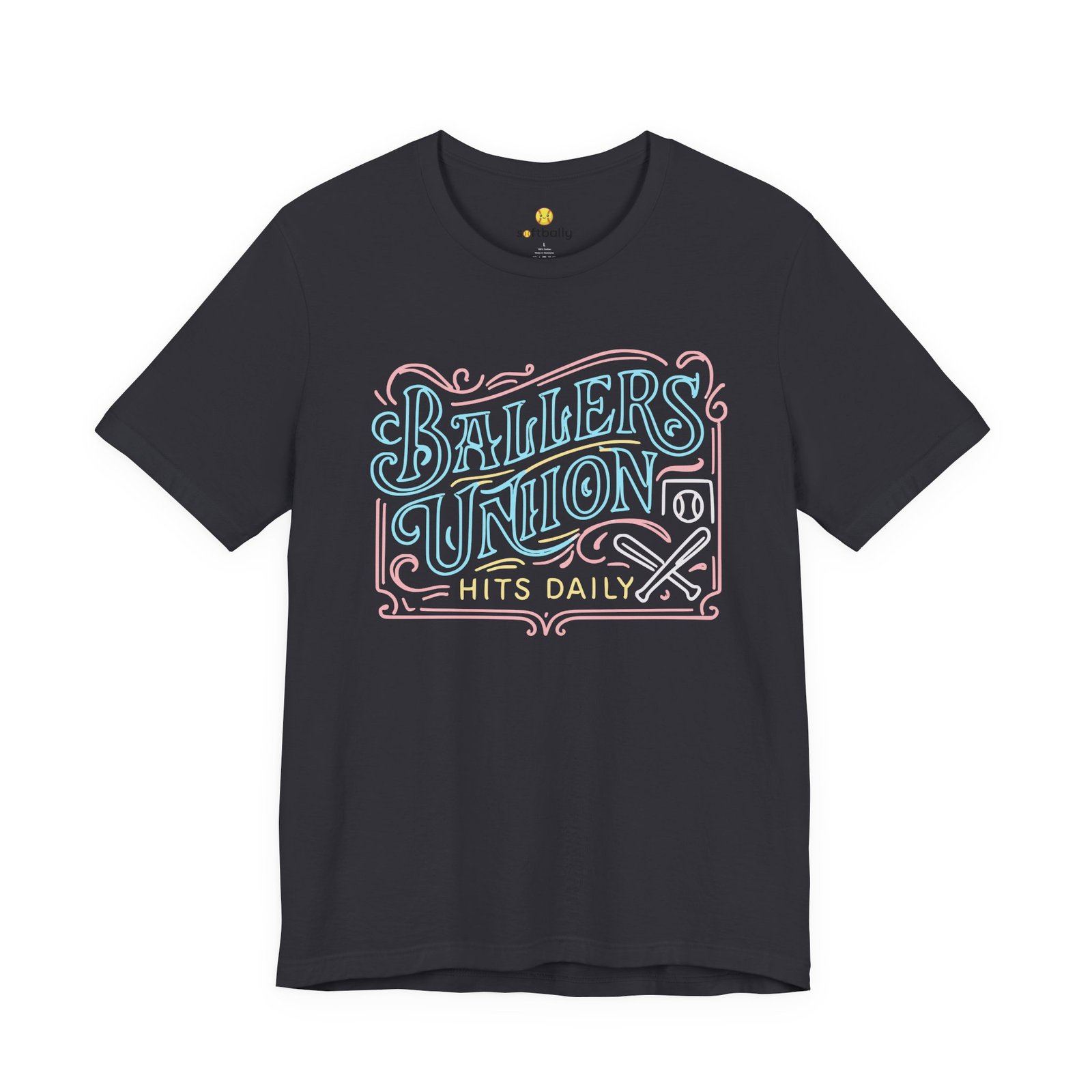 ballers union tee — 'ballers union hits daily' retro neon sign style t‑shirt ballers union tee — 'ballers union hits daily' retro neon sign style t‑shirt