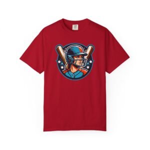 softball player graphic shirt — retro batter softball t‑shirt on comfort colors 1717 tee