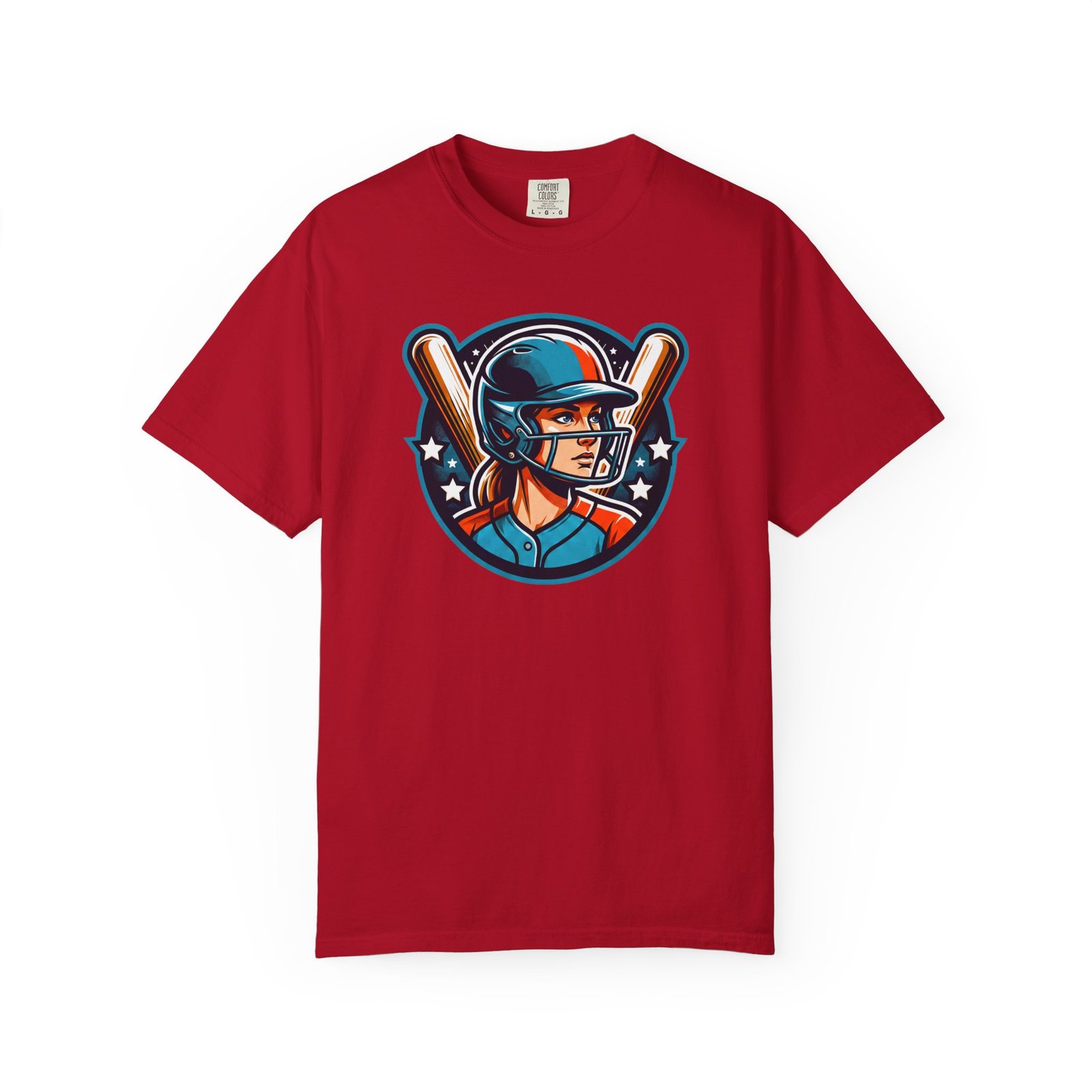 softball player graphic shirt — retro batter softball t‑shirt on comfort colors 1717 tee