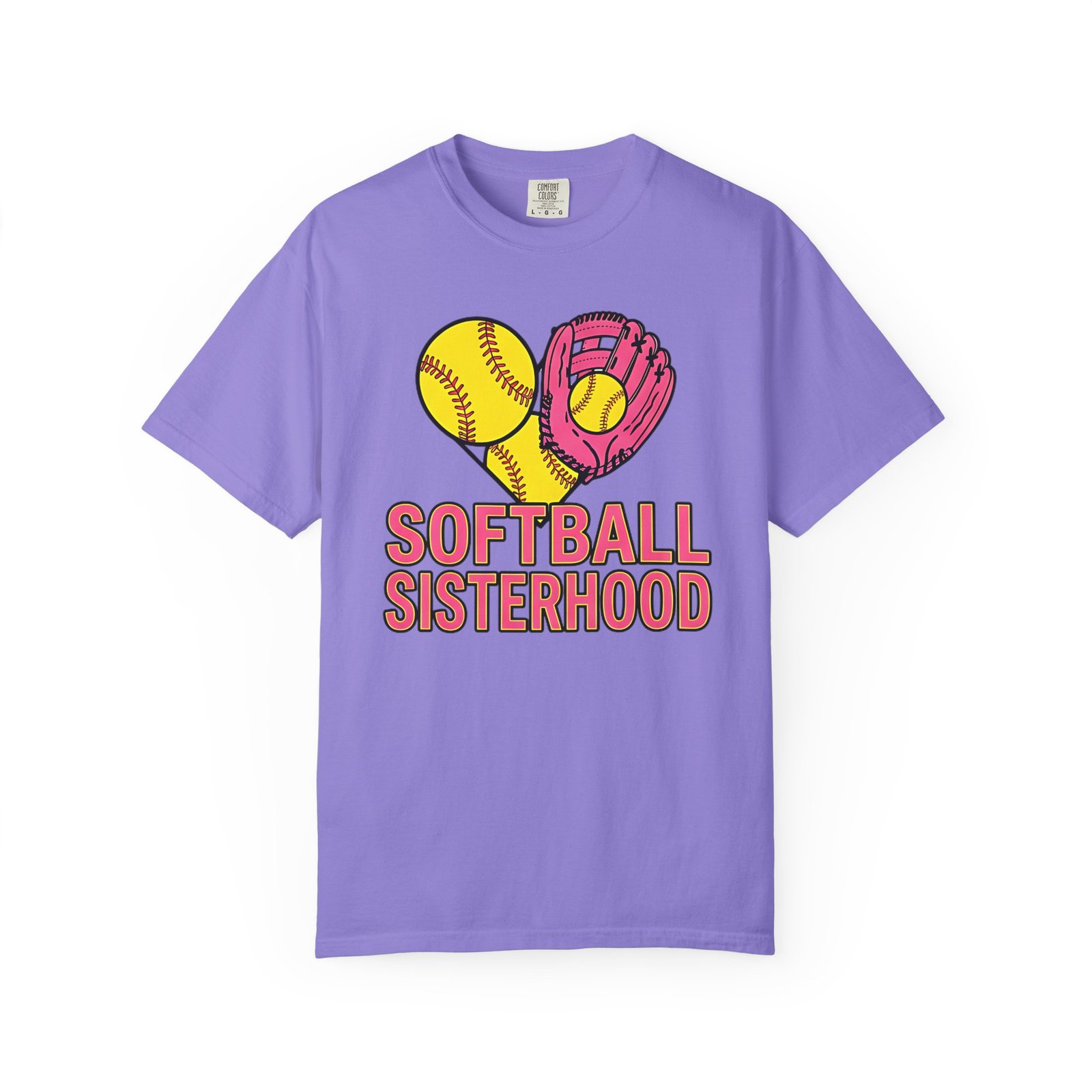 softball sisterhood tee — women’s softball graphic on comfort colors 1717 t shirt