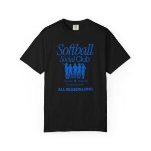 softball social club tee — all season long design on comfort colors 1717 t shirt