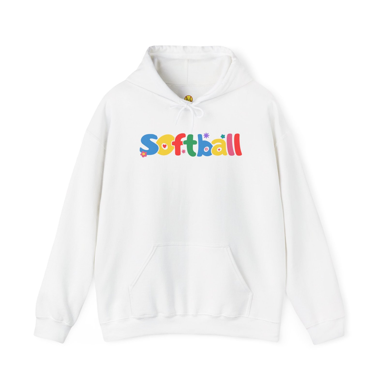 softball colorful hoody — playful retro lettering softball hooded sweatshirt