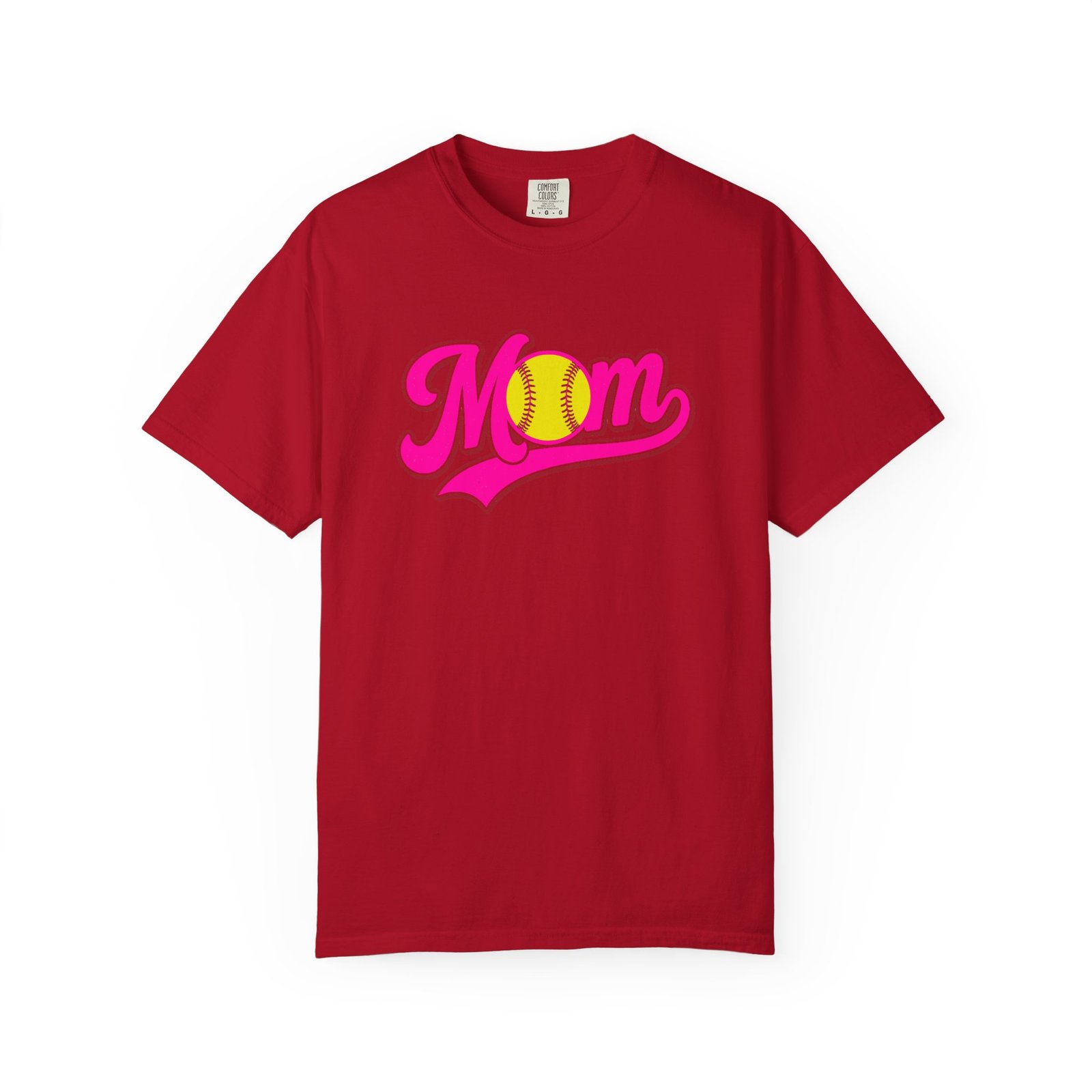 softball mom t shirt pink retro script mom with softball graphic on comfort colors 1717 tee