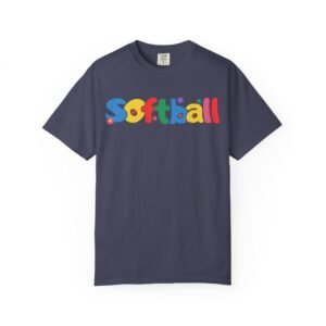 copy of softball colorful kids tee — playful retro lettering softball design on comfort colors 1717 t shirt