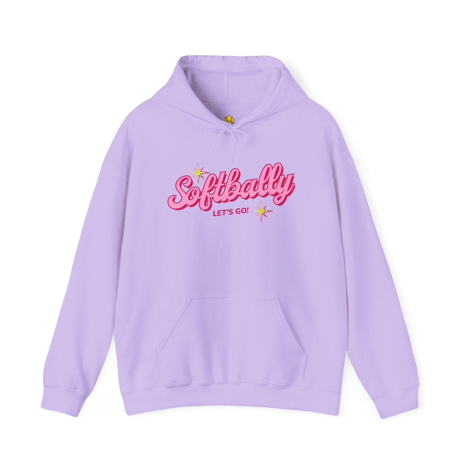 softbally “let’s go!” sweatshirt — bubble gum retro softball sweatshirt